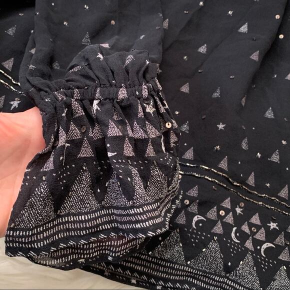 Joie off the Shoulder 100% Silk Celestial Black Ruched Blouse Top sz XS - Picture 4 of 8